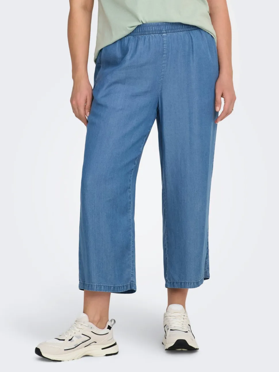 CARCHARIS Cropped Fit Bukser med vide ben