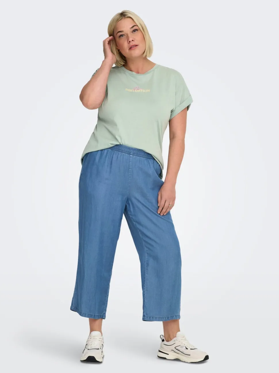 CARCHARIS Cropped Fit Bukser med vide ben