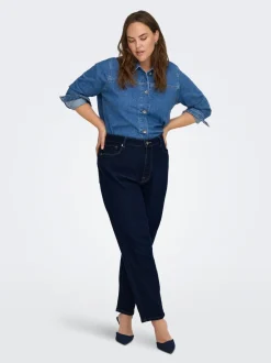 CAREMILY Høy midje Straight Fit Ankellengde Jeans