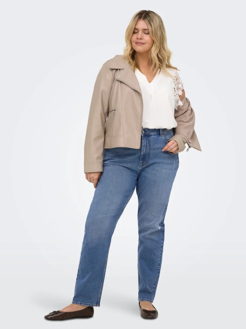 CAREMILY Høy midje Straight Fit Ankellengde Jeans