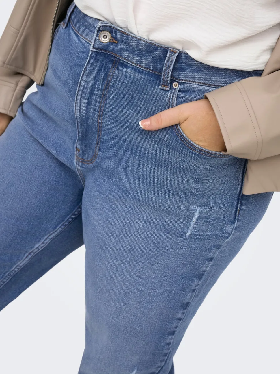 CAREMILY Høy midje Straight Fit Ankellengde Jeans