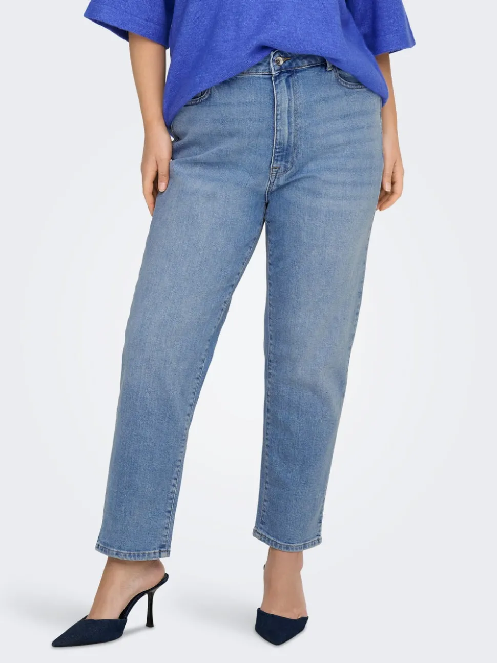 CAREMILYSTRETCH Høy midje Straight Fit Ankellengde Jeans