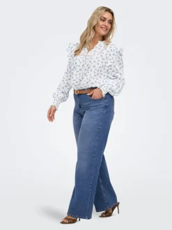 CARJULLES Middels høy midje Wide Leg Fit Jeans