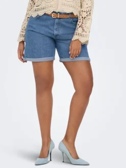 CARLAURA Høy midje Straight Fit denim shorts
