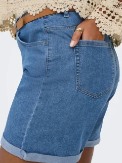 CARLAURA Høy midje Straight Fit denim shorts