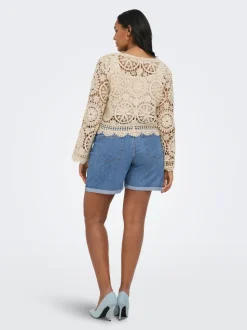 CARLAURA Høy midje Straight Fit denim shorts