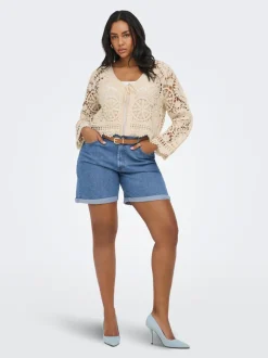 CARLAURA Høy midje Straight Fit denim shorts