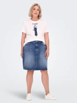 CARSTELLA Rhinestone Denimskjørt