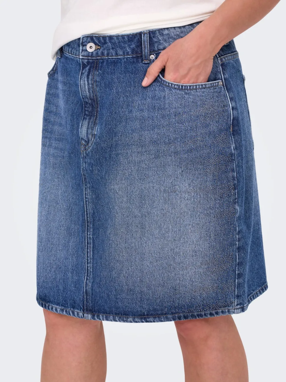 CARSTELLA Rhinestone Denimskjørt