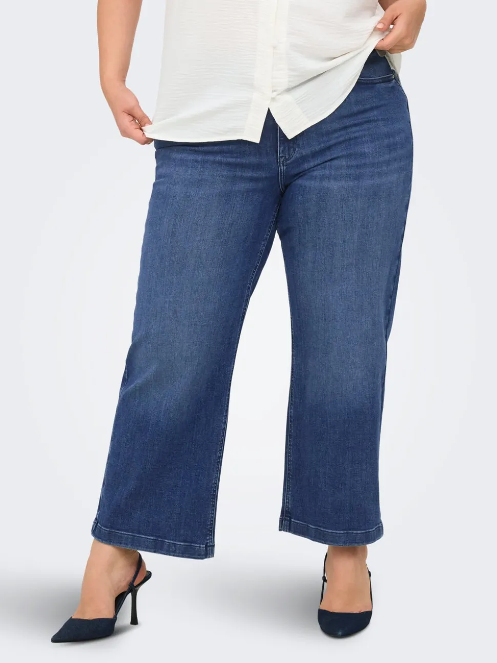 CARWILLY Høy midje Wide Leg Fit Cropped Jeans