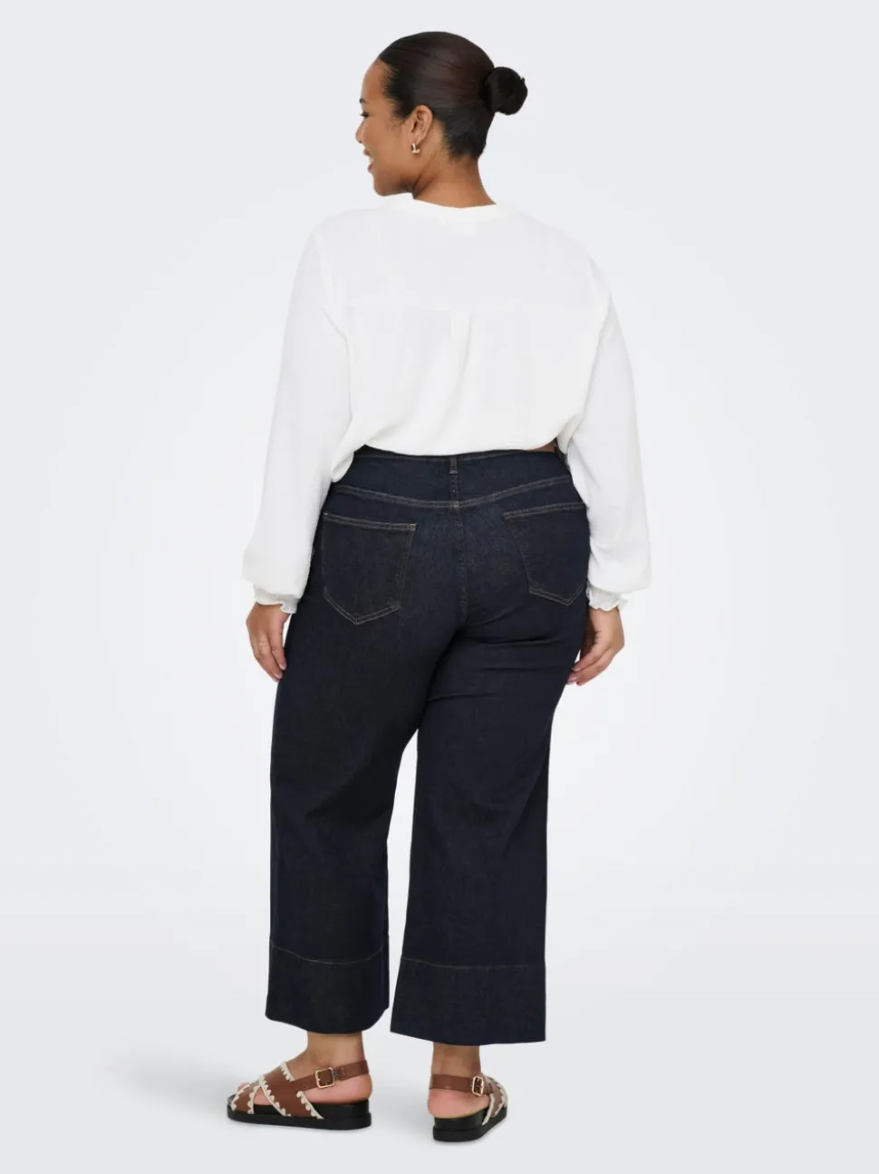 CARWILLY Høy midje Wide Leg Fit Cropped Jeans