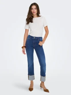 JDYFINA Middels høy midje Straight Fit Jeans