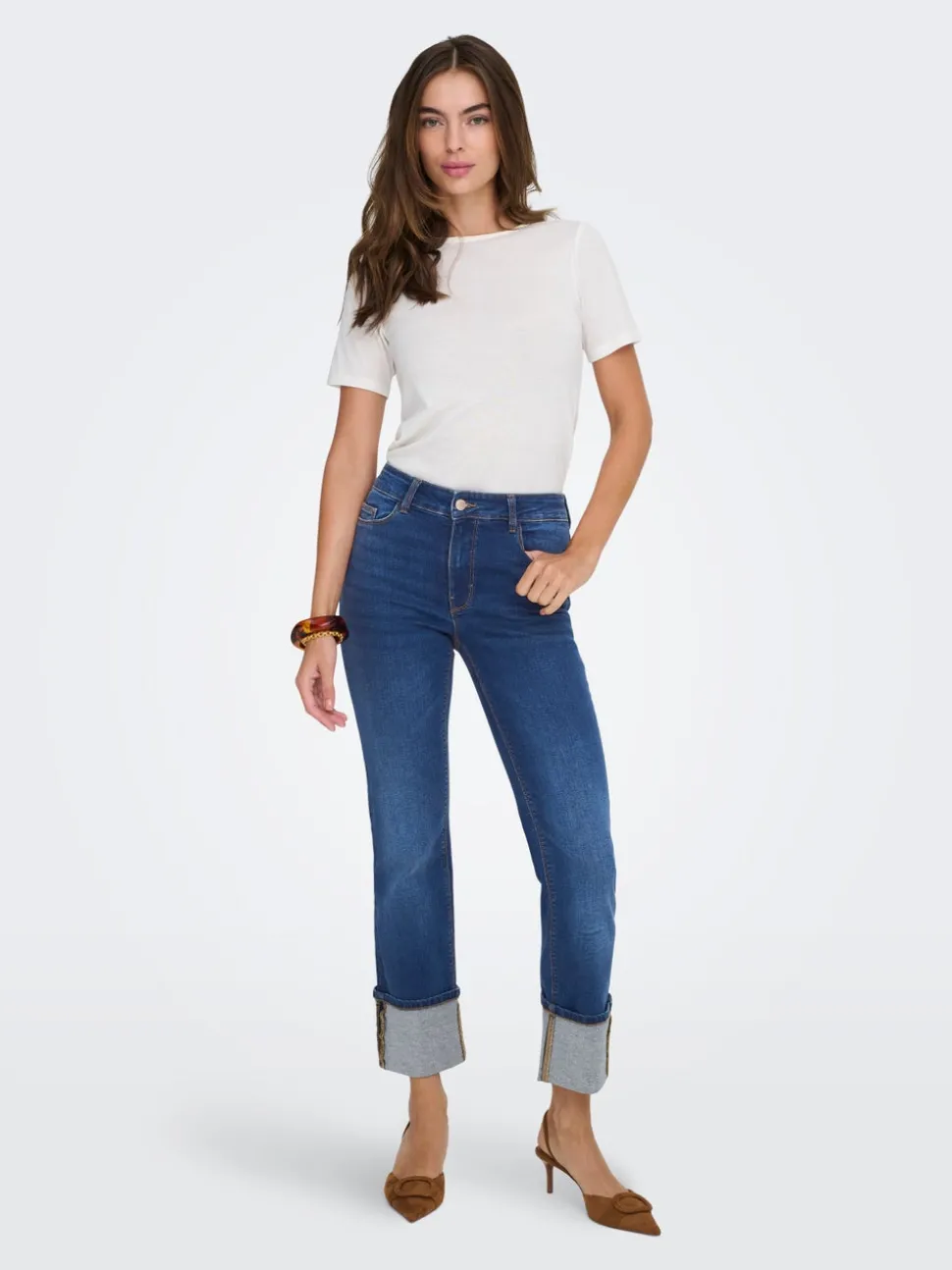 JDYFINA Middels høy midje Straight Fit Jeans