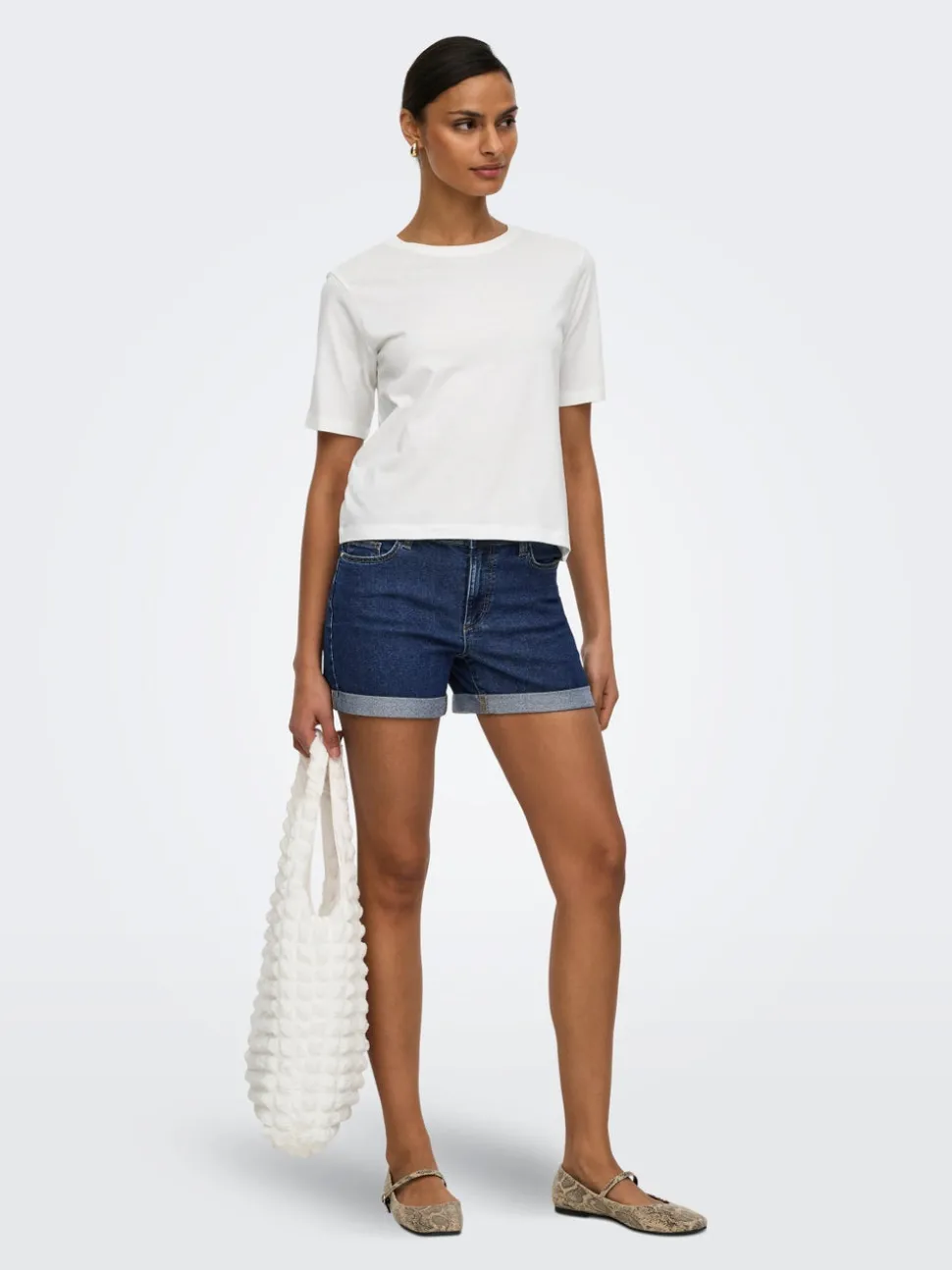 JDYMOON Middels høy midje Regular Fit Denimshorts
