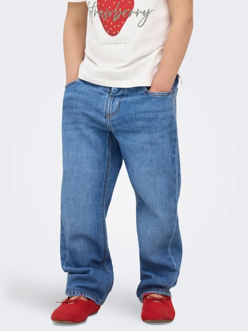 KMGVALENTINE Middels høy midje Straight Fit Jeans