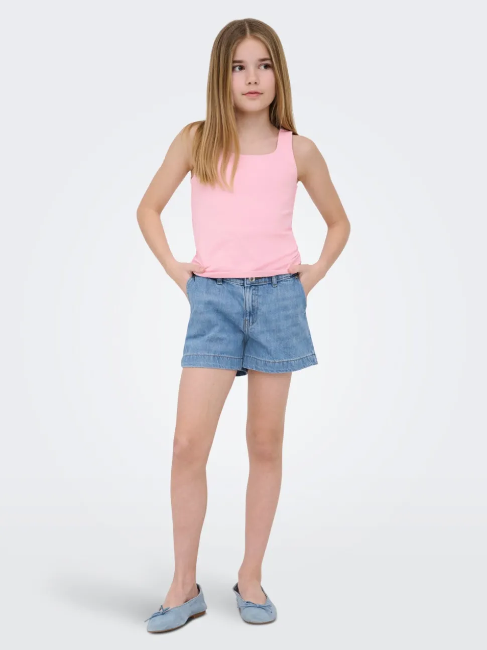 KOGCOMET Middels høy midje Wide Leg Fit Denimshorts