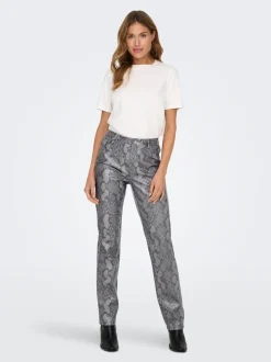 ONLAZULA Straight Fit Bukse i kunstskinn