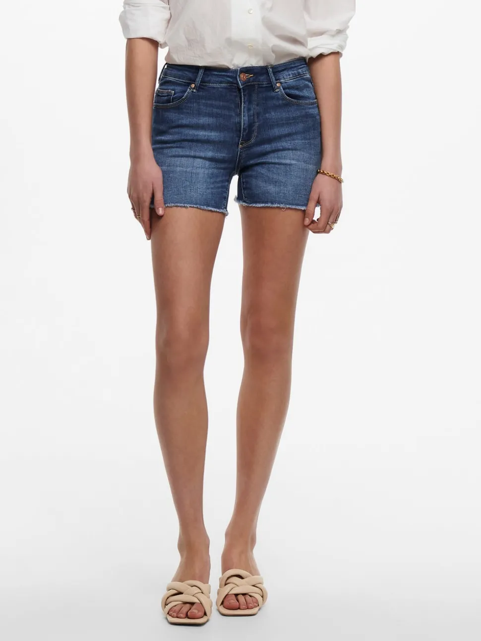 ONLBLUSH Middels høy midje Regular Fit Denimshorts