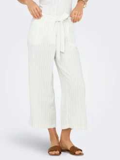 ONLCARO Cropped Fit Lin Bukser med vide ben