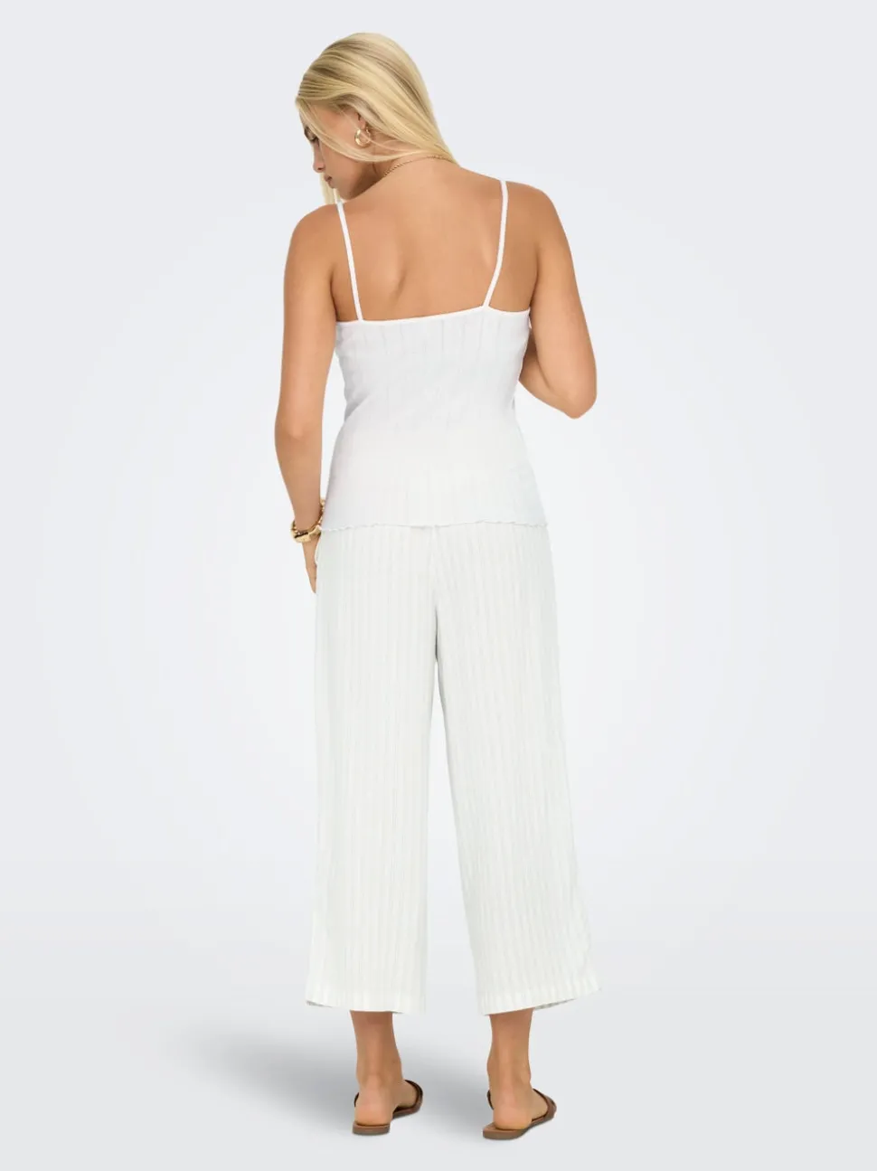 ONLCARO Cropped Fit Lin Bukser med vide ben