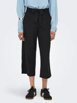 ONLCARO Cropped Fit Lin Bukser med vide ben