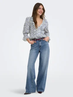 ONLCHARLOT Middels høy midje Wide Leg Fit Jeans