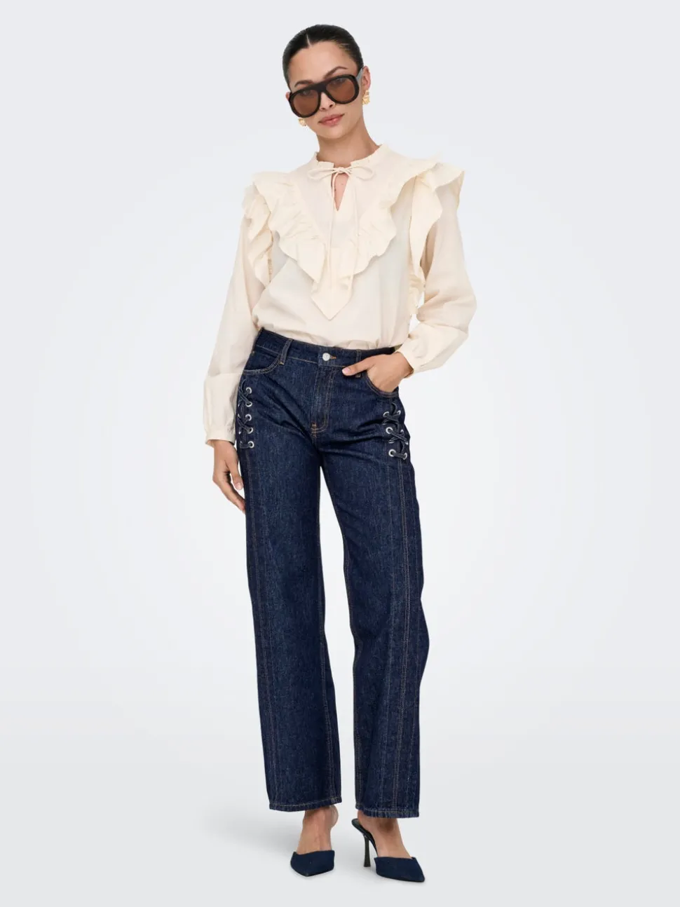 ONLCOBAIN Middels høy midje Wide Leg Fit Jeans
