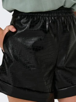 ONLDITTE Oversized Fit Shorts i kunstskinn