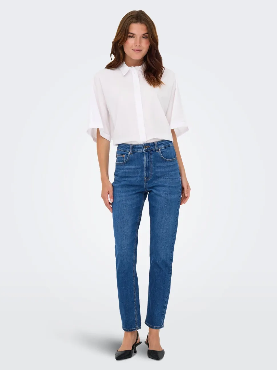 ONLEMEL Høy midje Straight Fit Ankellengde Jeans