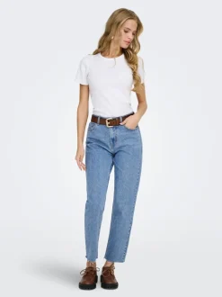 ONLEMILY Høy midje Straight Fit Cropped Jeans