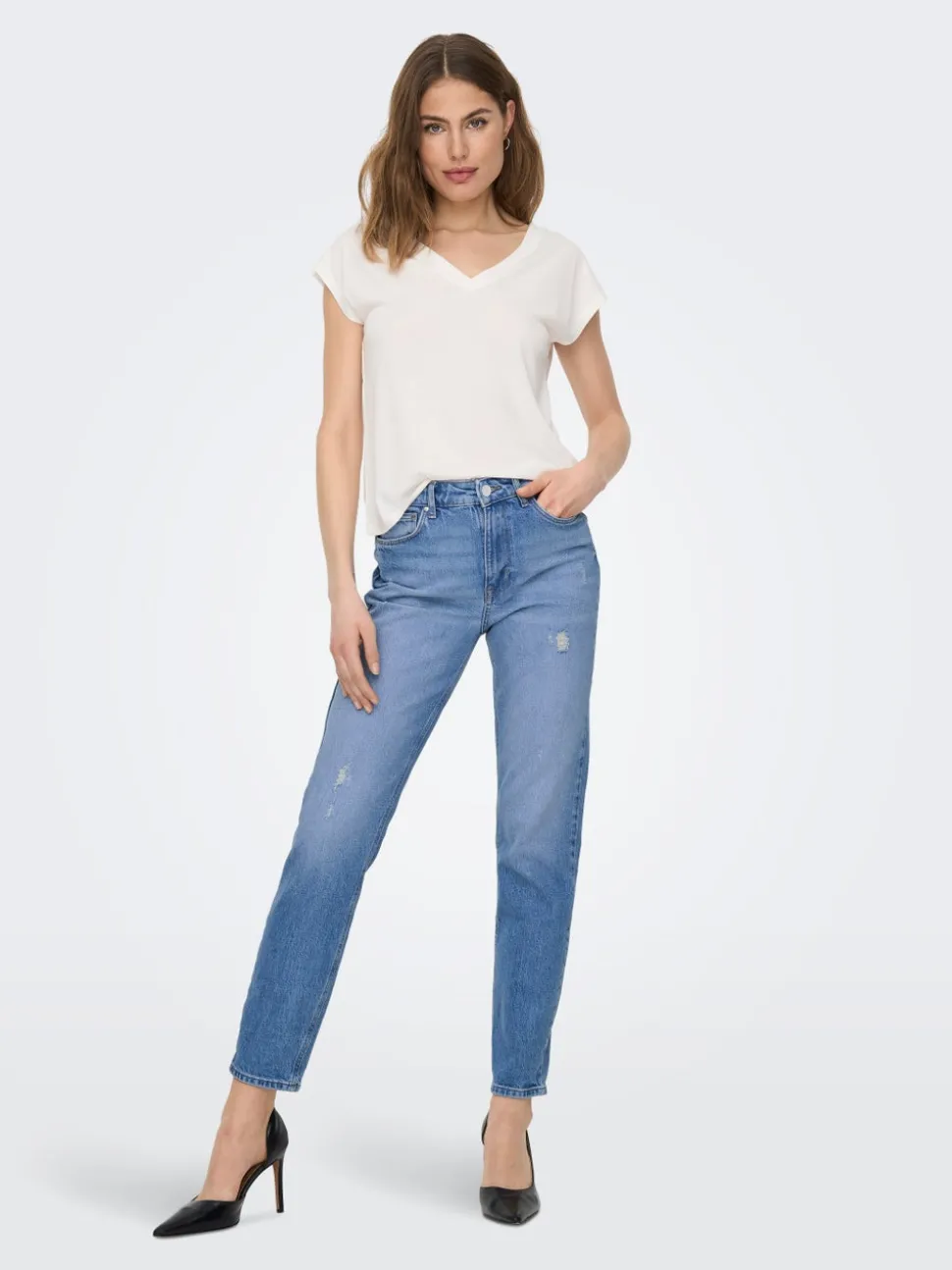 ONLEMILY Høy midje Straight Fit Ankellengde Jeans