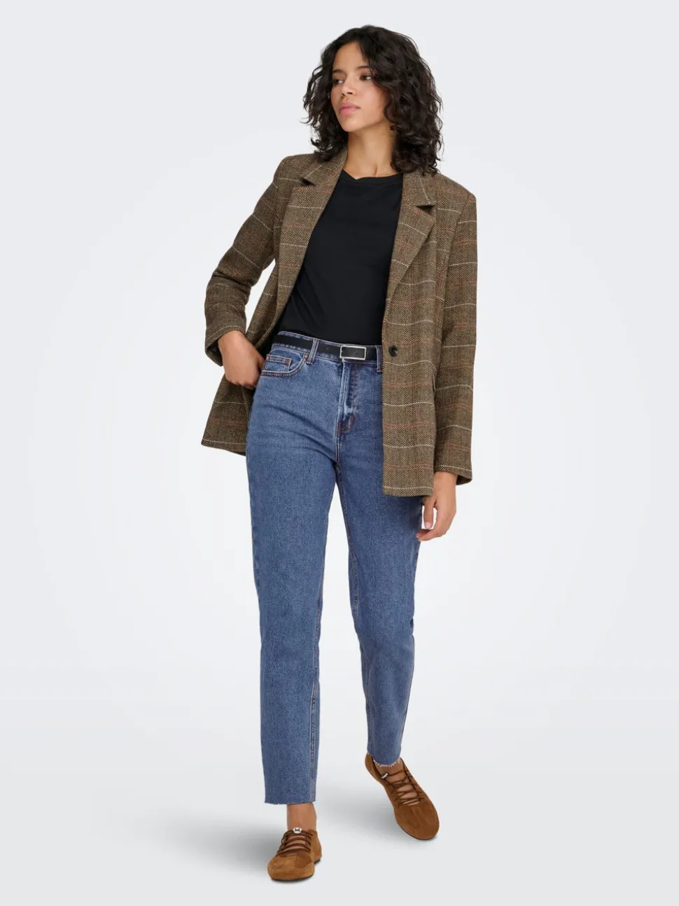 ONLEMILY Høy midje Straight Fit Cropped Jeans