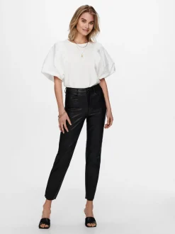 ONLEMILY Regular Fit Bukse i kunstskinn