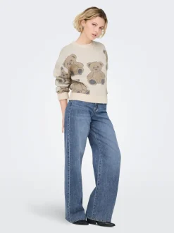ONLHOPE Middels høy midje Wide Leg Fit Jeans