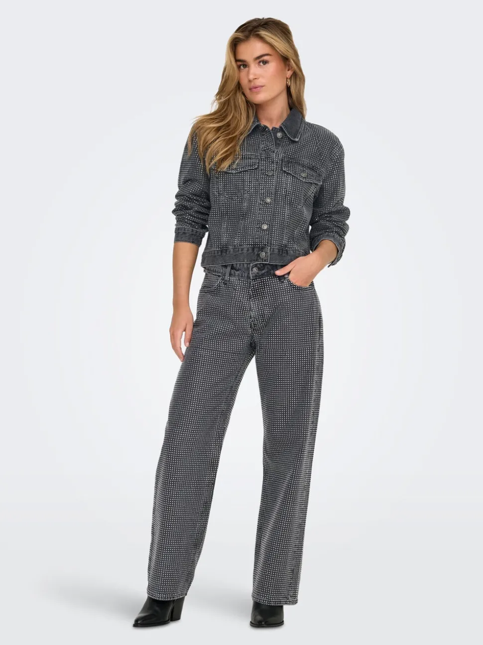 ONLHUDSON Middels høy midje Wide Leg Fit Jeans