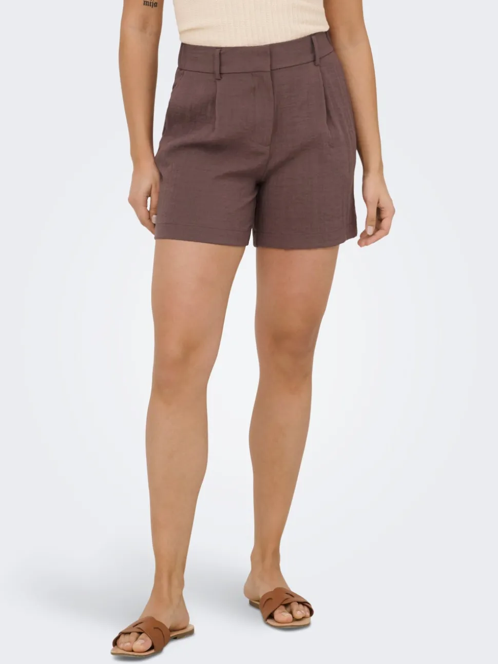 ONLITA Høy midje Regular Fit Lin Bermudashorts
