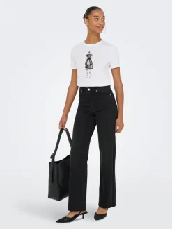 ONLJUICY-WAUW Høy midje Wide Leg Fit Jeans