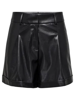 ONLODA Middels høy midje Regular Fit Shorts i kunstskinn