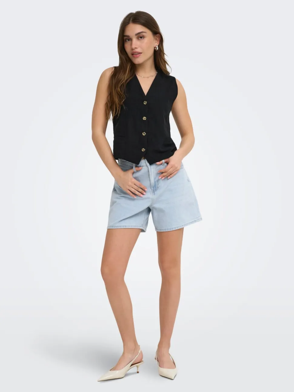 ONLPHINE Høy midje Regular Fit Denimshorts