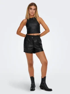 ONLSTEPHANIE Regular Fit Shorts i kunstskinn