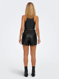 ONLSTEPHANIE Regular Fit Shorts i kunstskinn