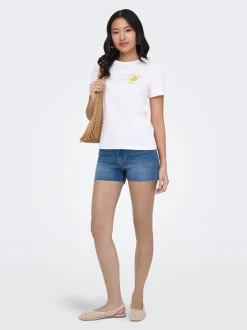 ONLWAUW Middels høy midje Regular Fit Denimshorts