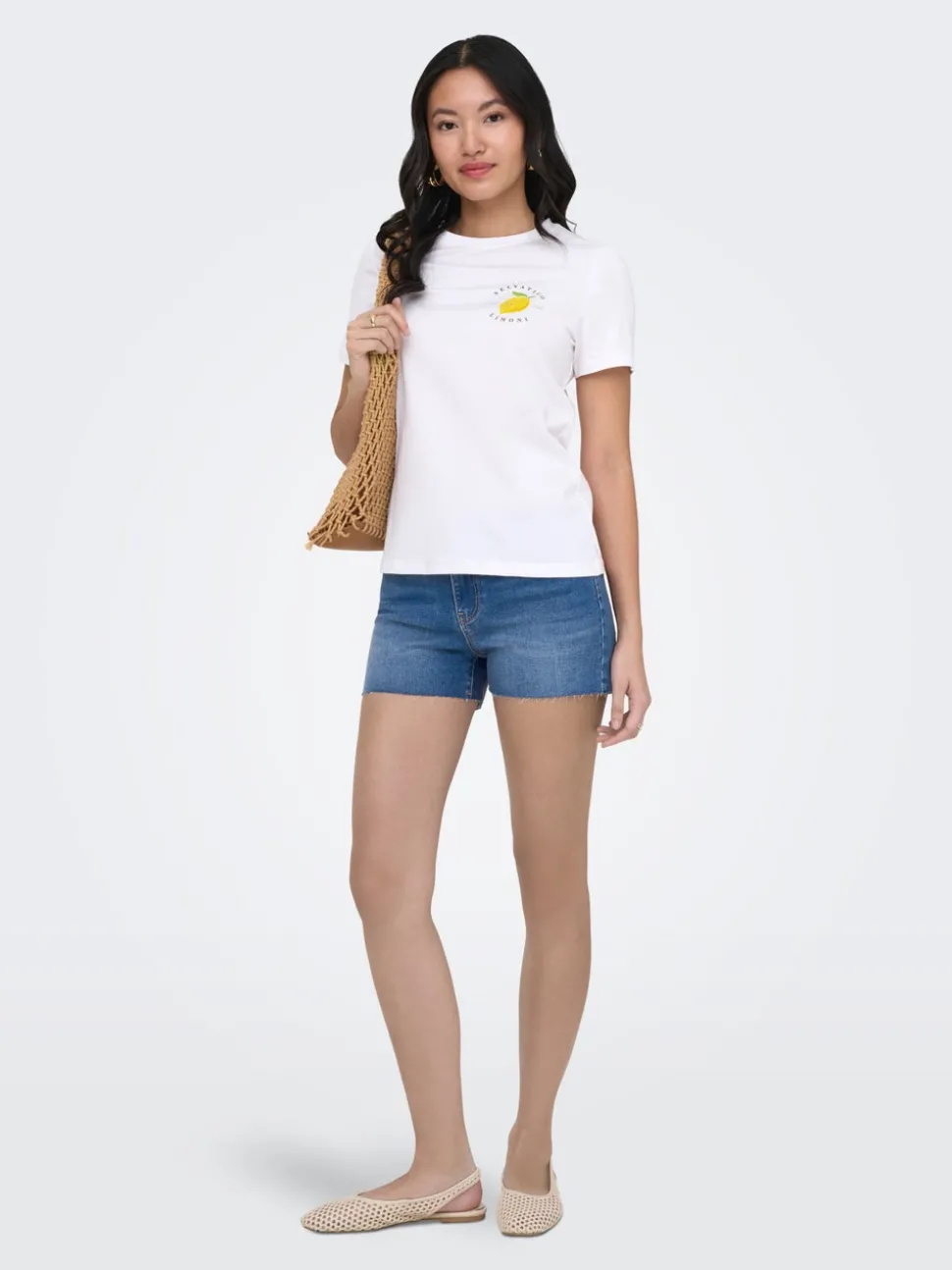 ONLWAUW Middels høy midje Regular Fit Denimshorts