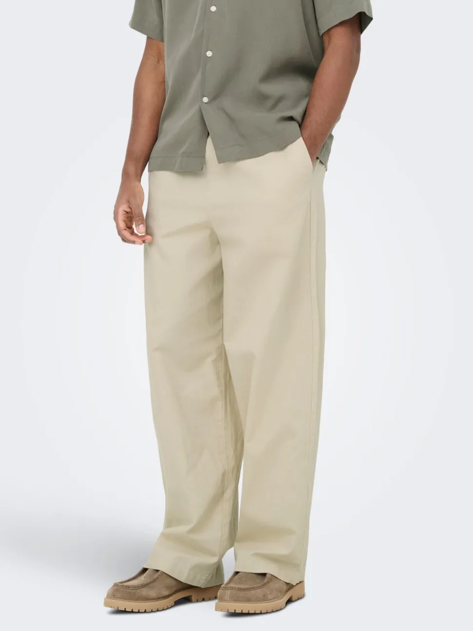 ONSDAVES Wide Leg Fit Lin Bukser