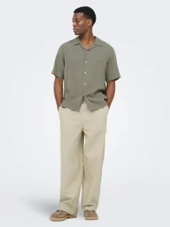 ONSDAVES Wide Leg Fit Lin Bukser