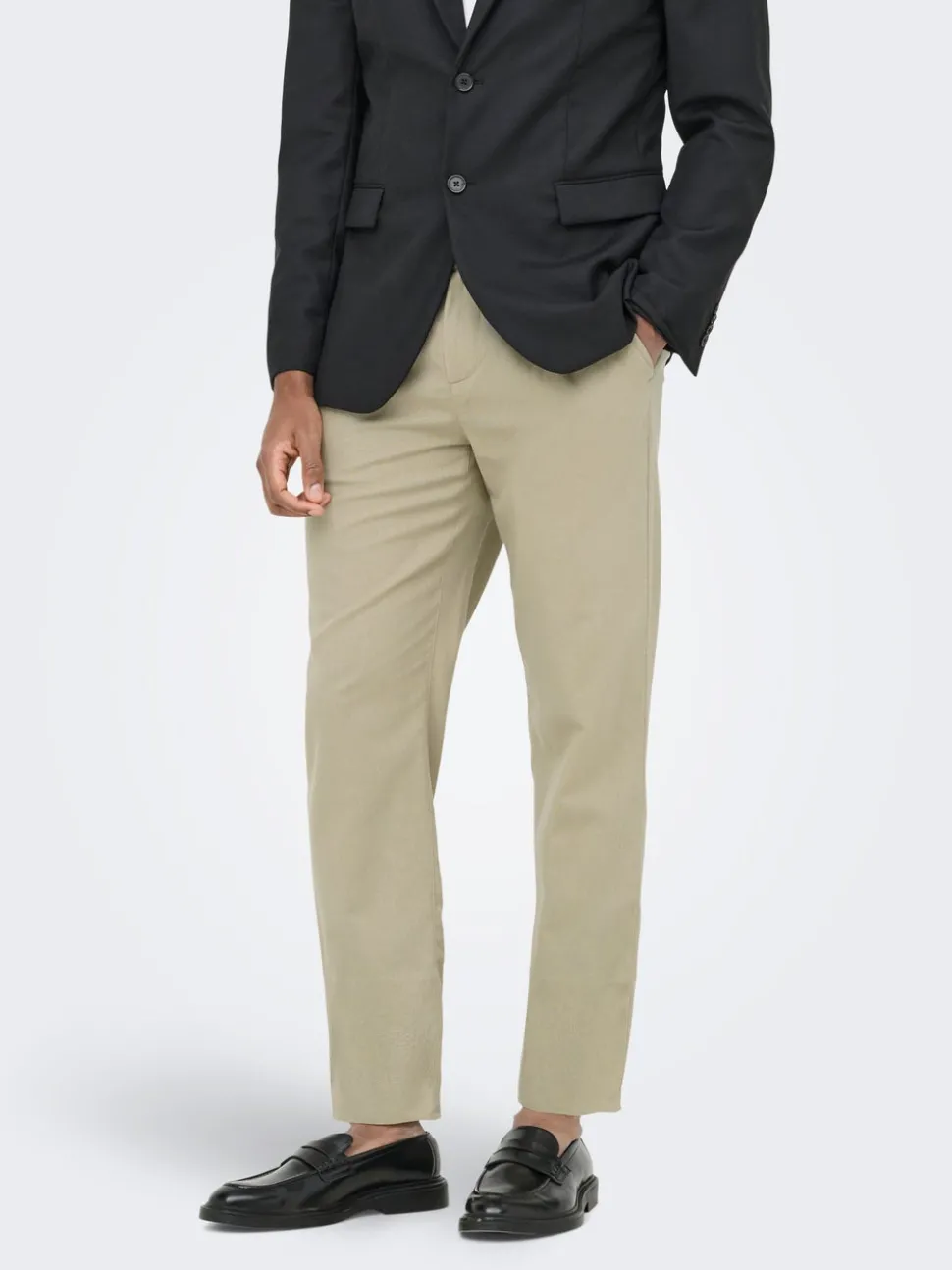 ONSLEO Tapered Fit - Cropped Lin Chinobukse