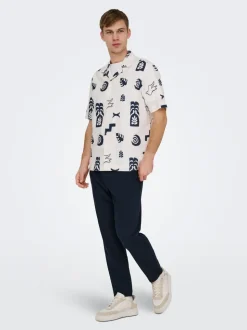 ONSLEO Tapered Fit - Cropped Lin Chinobukse