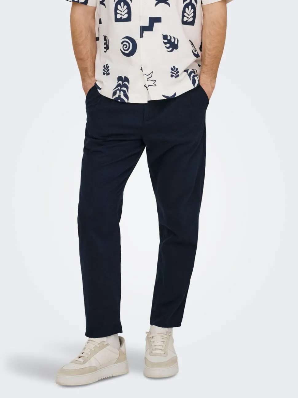 ONSLEO Tapered Fit - Cropped Lin Chinobukse