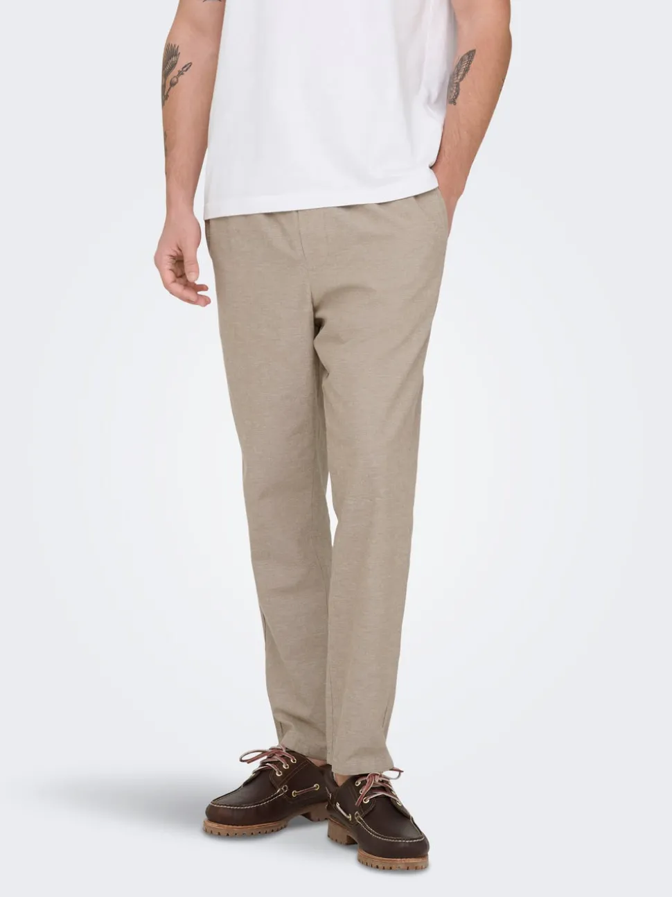 ONSLINUS Tapered Fit Lin Joggebukse
