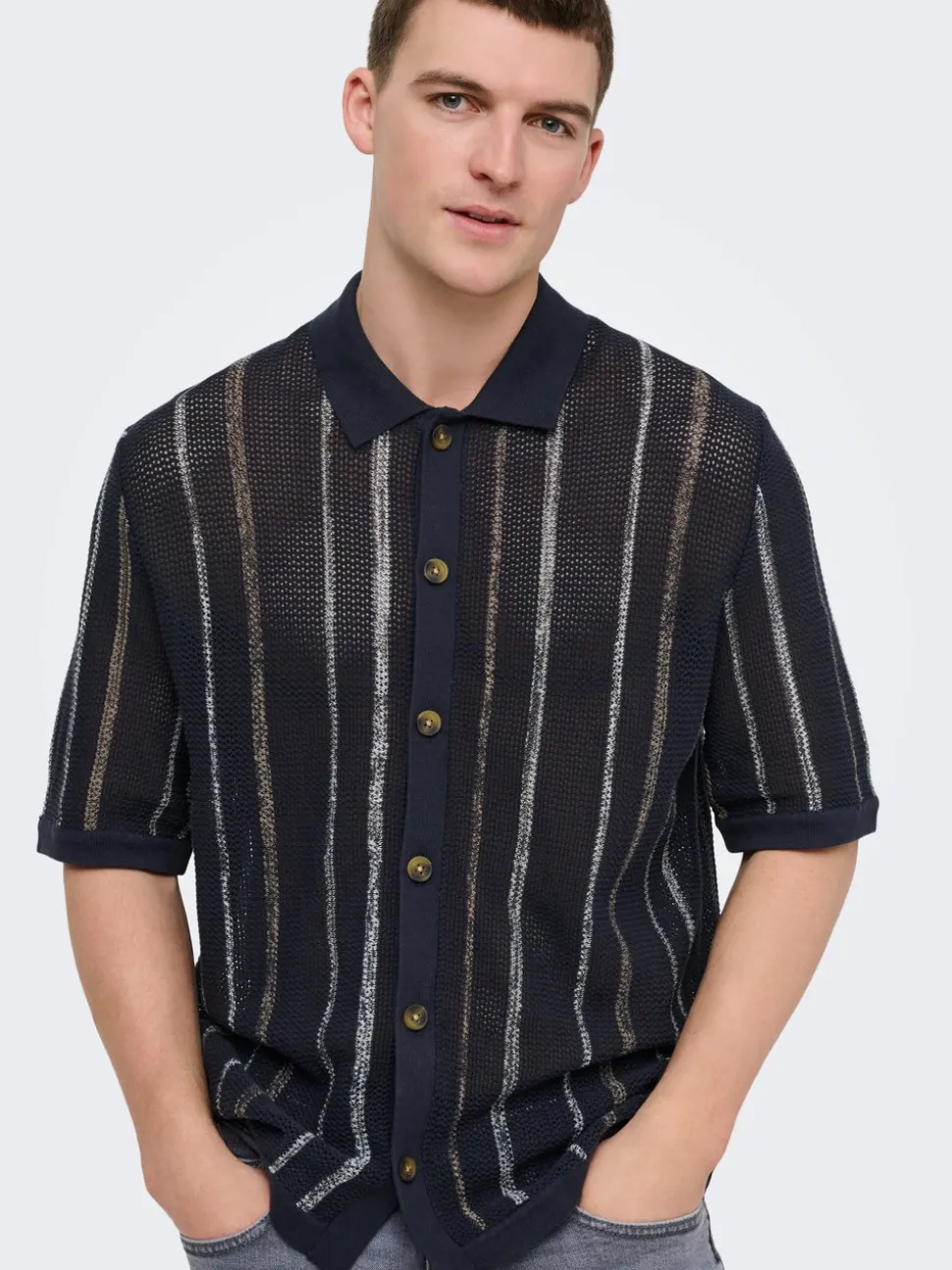ONSTOBBY Strikket poloskjorte